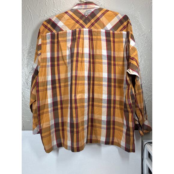 Phat Farm Mens Gold Yellow Brown Plaid Long Sleeve Button Up Shirt XXXL 3XL - Picture 4 of 4